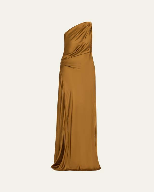 Aster One-Shoulder Satin Gown